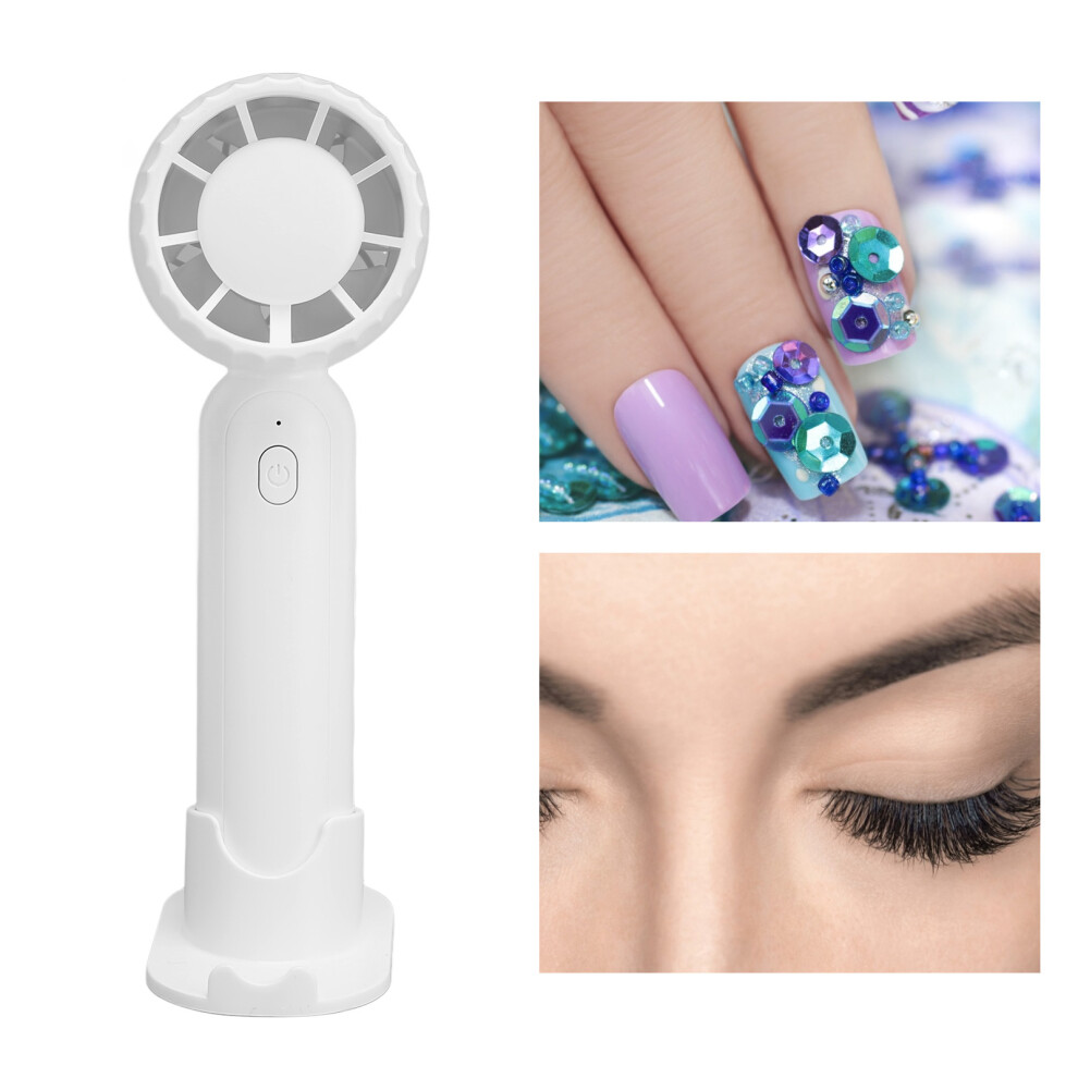 White Portable Usb Eyelash Dryer Fan 280Mah Rechargeable 3 Gears
