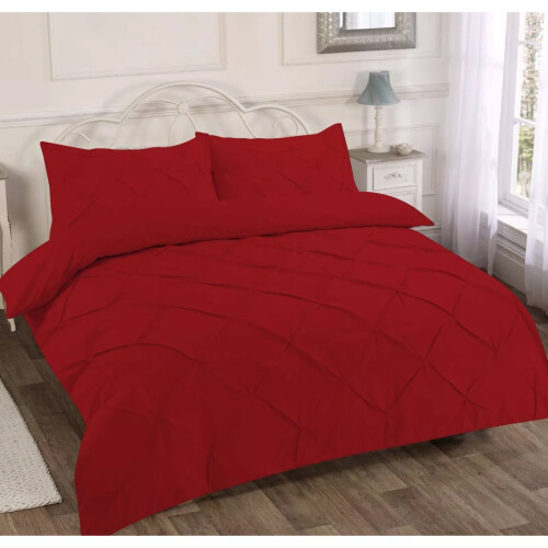 Pintuck Pleated Duvet Cover Sheets With Pillow Cases For Double 1