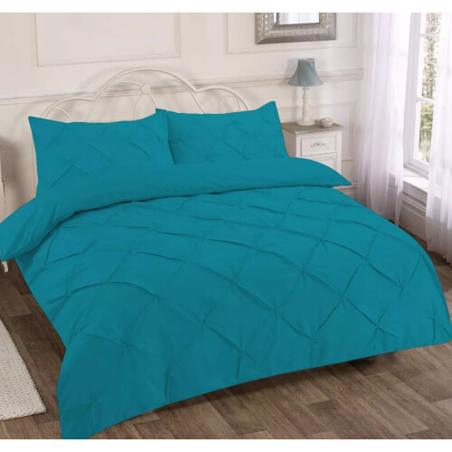 Pintuck Pleated Duvet Cover Sheets With Pillow Cases For Double 2