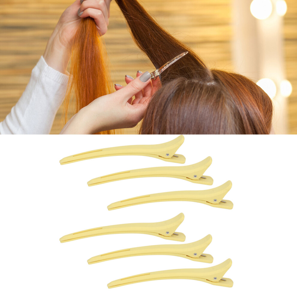 Unisex Yellow 6Pcs Resin Hair Sectioning Clips, Firm Grip, Salon Hairdressing