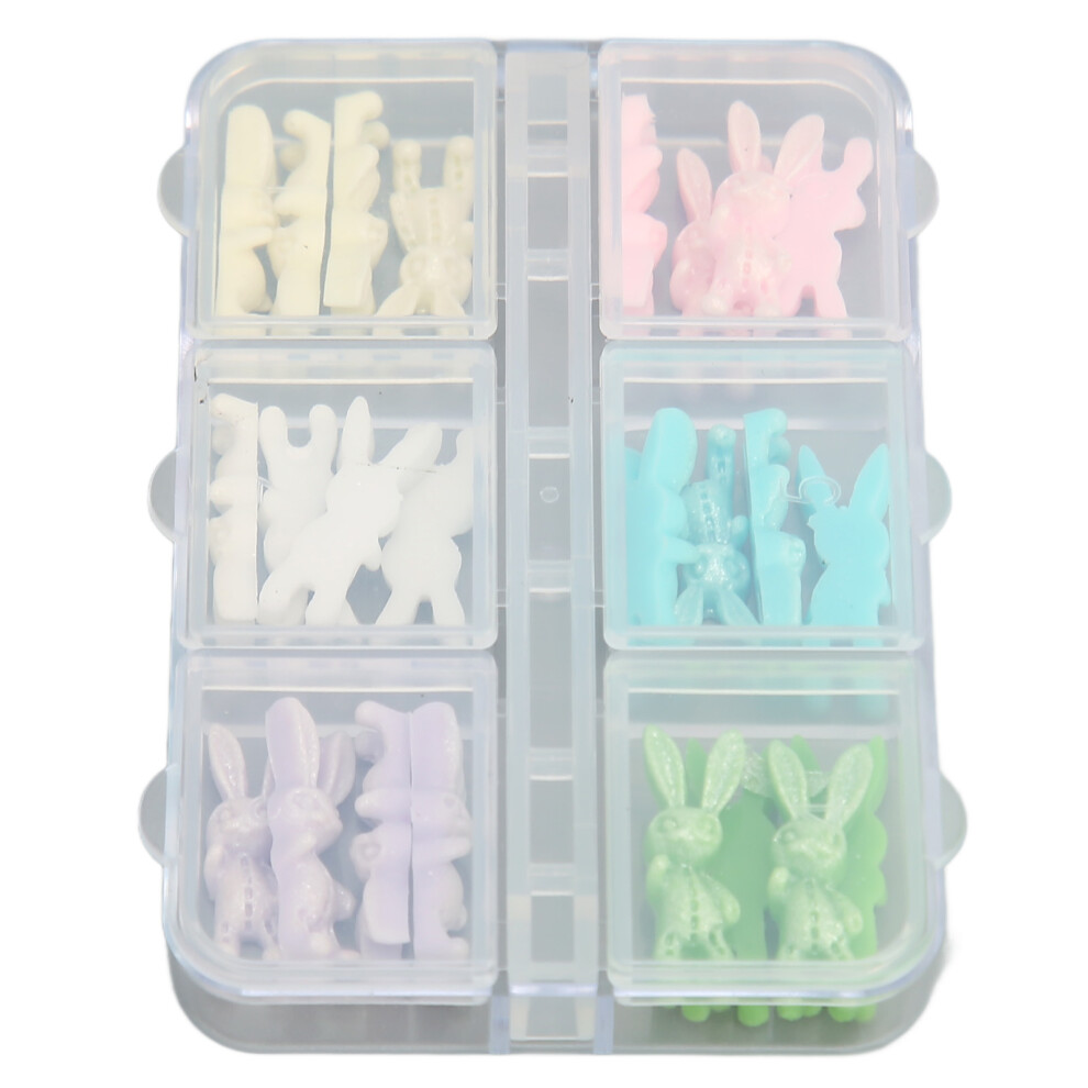 Rabbit Nail Art Decorations, Resin, Portable, Safe for Autumn Winter