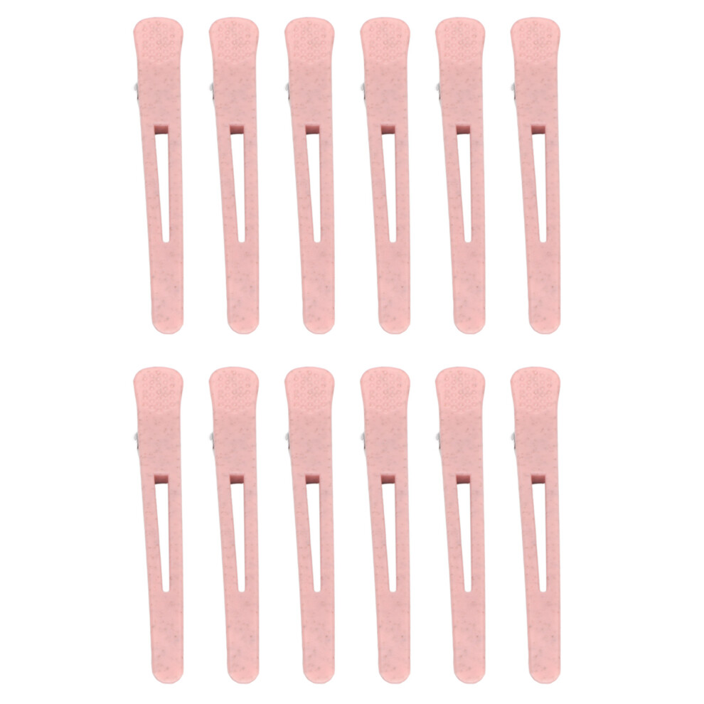 Unisex Pink 12Pcs Abs Sectioning Hair Clips, 11.5X1.5x2.5cm, Professional Styling Tool