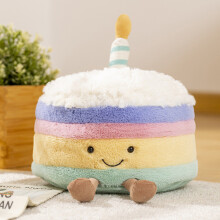 (Rainbow Cake,26cm)Birthday Cake Plush Toys Rainbow Cake Design Soft Stuffed Dolls Girls Gifts
