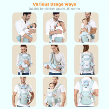 Multifunctional Breathable Baby Carrier with Hip Seat, Supports 0-36 Months