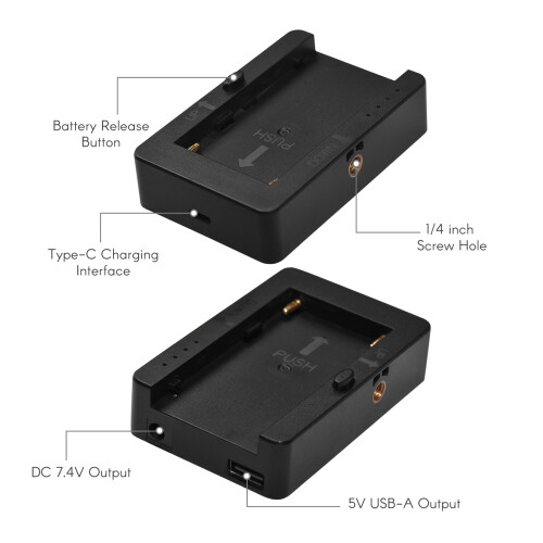 NP-F-Platte 8,8x5,8x2 cm Typ-C USB5V/7,4V Schwarz 1