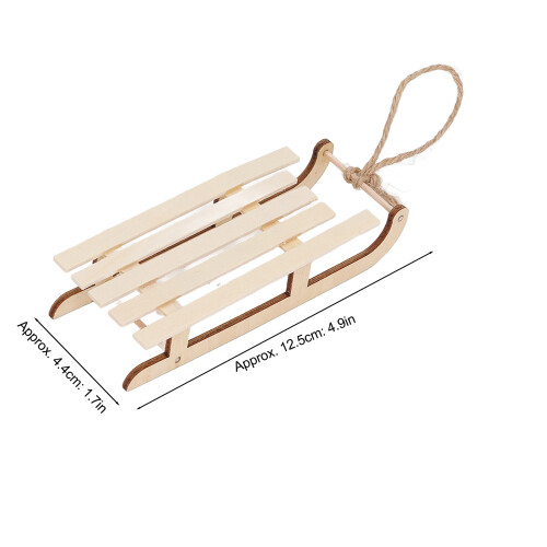 Miniatur-Schlitten, Naturholzfarbe, 12,5  4,4 cm 2