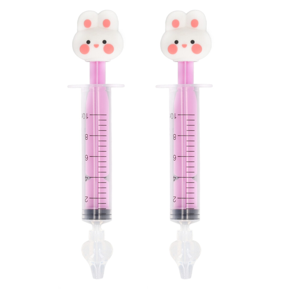 2pcs Pink Rabbit Silicone Nasal Irrigator Set – 10ml Infant Nose Cleaner