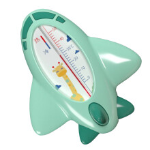 Multifunctional Baby Bath Thermometer Airplane Shape 11cm Green
