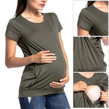 Od Green Maternity Nursing T-Shirt XL Short Sleeve Pregnancy Postpartum Top