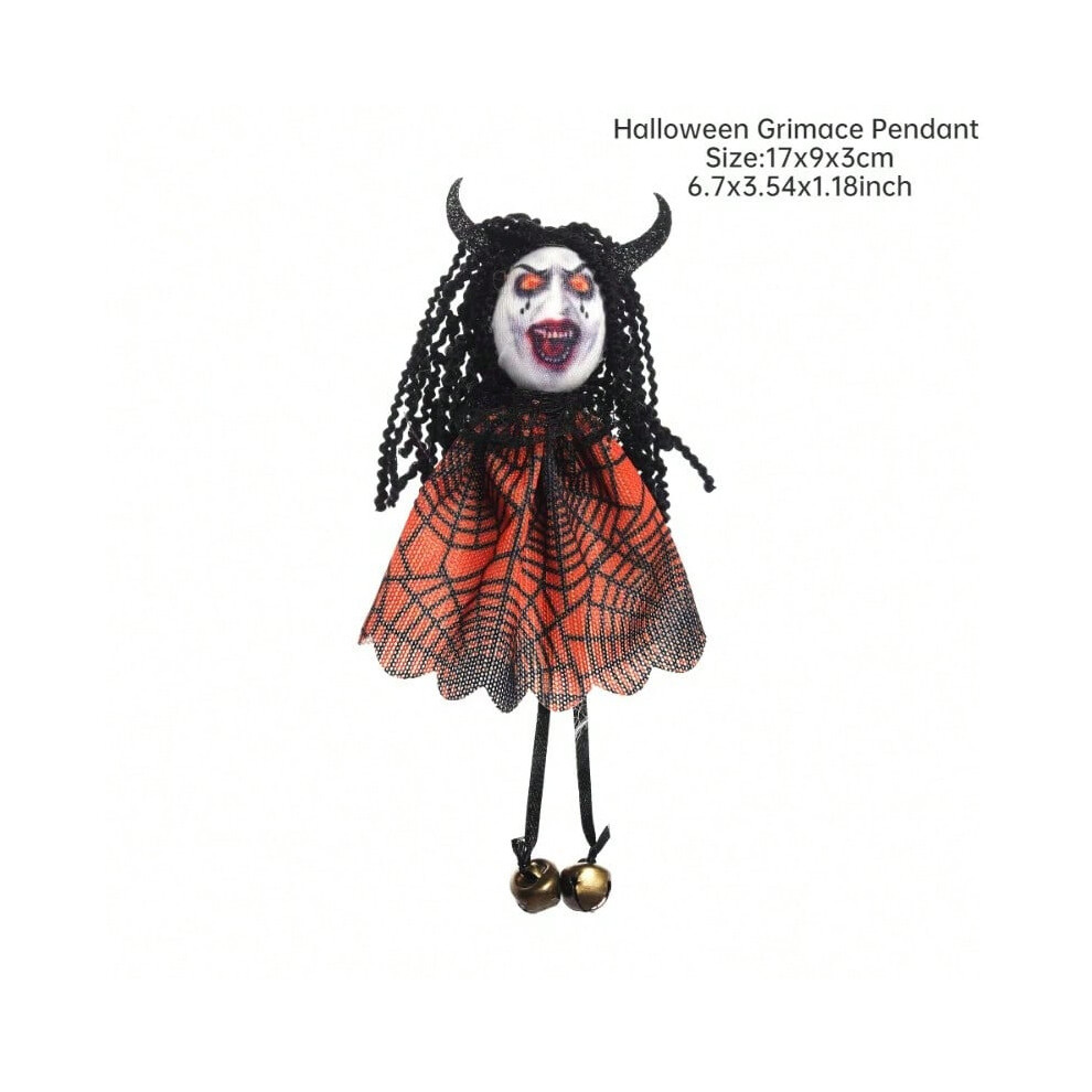 (Orange grimace) Halloween Pumpkin Ghost Witch Doll Hanging Oranments Ghost Festival Decorations Party Doll Pendant Happy Helloween Party Decor-image-OPC-PJJ2XZG-NEW