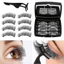 Lebanghui Magnetic Eyelashes, Reusable 3d Magnetic False Eyelashes Fake Eye Lashes, No Glue 3 Magnets Natural Look Eyelashes Extensions with Tweezers