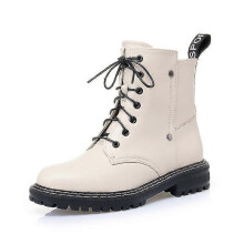(40, White) Lebanghui Women's Short Wool Warm Fur Non-slip Genuine Leather Boots