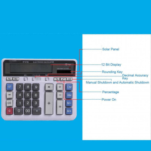 Solar Calculator 12 Digit Large Keys Clear Display Office Calculator for Accounting Calculation 2