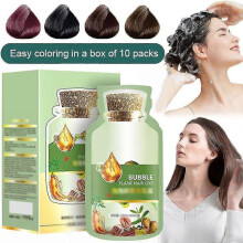 (brown) Natural Plant Hair Dye, 2024 New Botanical Bubble Hair Dye 20ml x 10 Packs of Shampoo