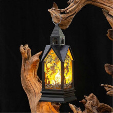 (witch) Halloween Decoration Indoor Haunted House Candle Lantern with LED Light, Hanging Spooky Halloween Lantern for Outdoor Home Room Door Party