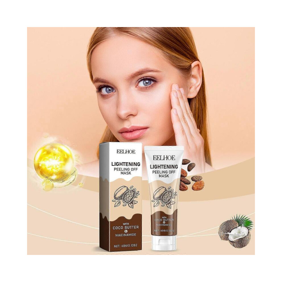 Brightening Peel Off Mask, Cocoa Butter and Niacinamide Brightening Peel Off Mask, Poreless Deep Cleansing Mask Blackhead Removal Mask