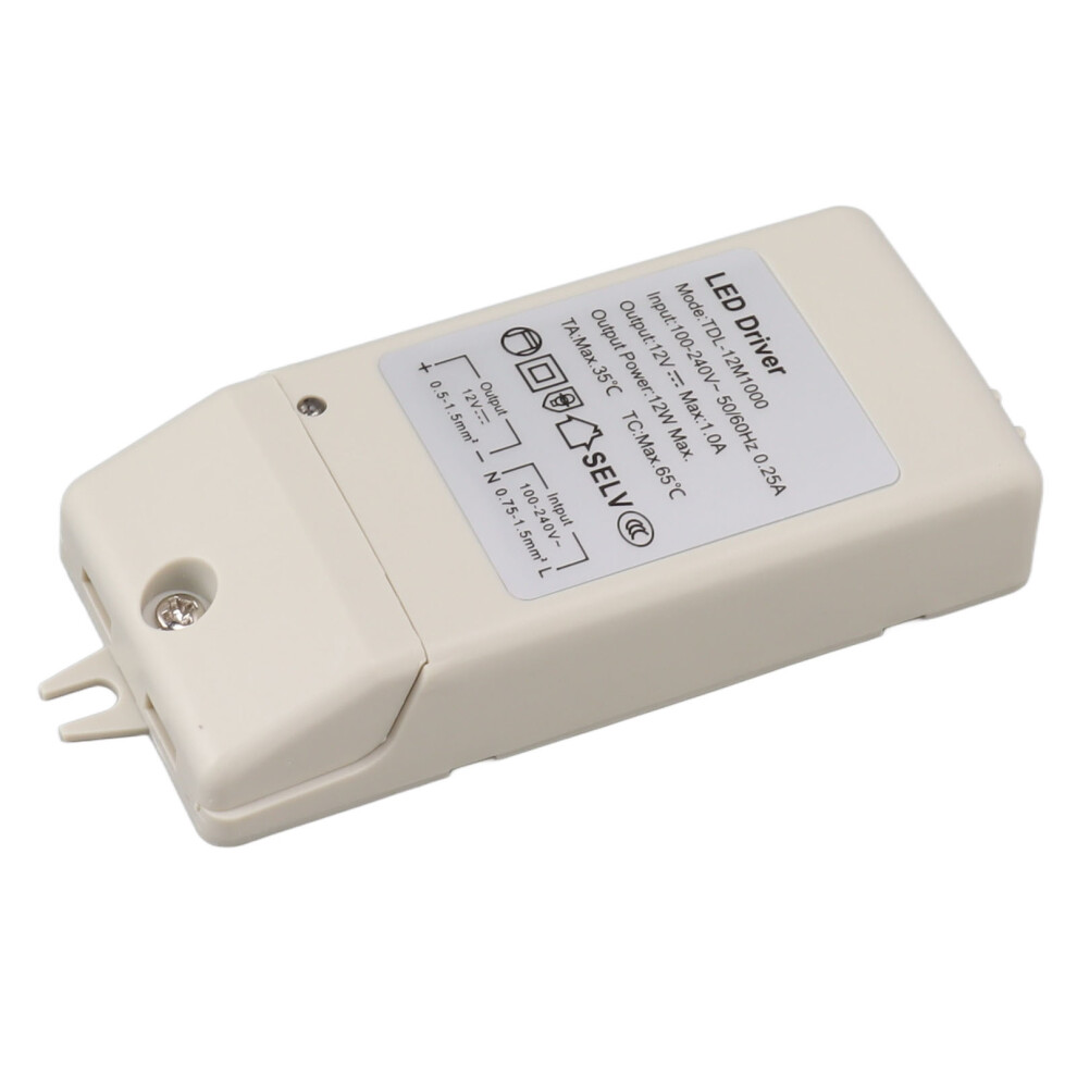 12V 1A 12W Led Driver, Abs, Ac 100-240V, Tdl 12M1000 Light 5041339307717