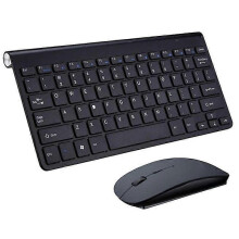 (Black) Lebanghui Mini Wireless Keyboard And Mouse Set Mute Key Caps Multimedia Keyboard For Pc Lapto