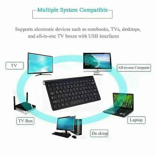 (Black) Lebanghui Mini Wireless Keyboard And Mouse Set Mute Key Caps Multimedia Keyboard For Pc Lapto 2