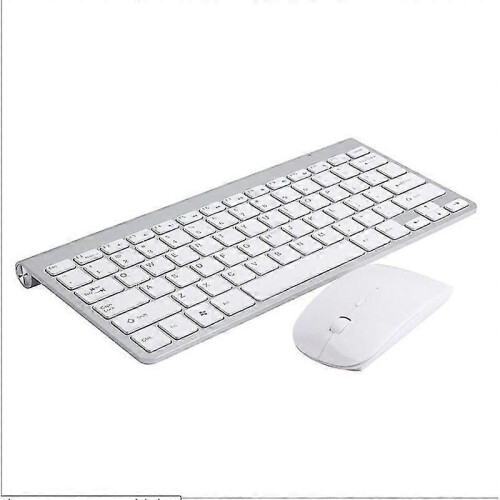 (silver) Lebanghui Mini Wireless Keyboard And Mouse Set Mute Key Caps Multimedia Keyboard For Pc Lapto