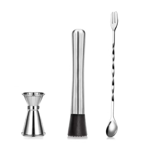 Premium Stainless Steel Bar Tool Set: Mixing Spoon Muddler 15ml/30ml Jigger 2