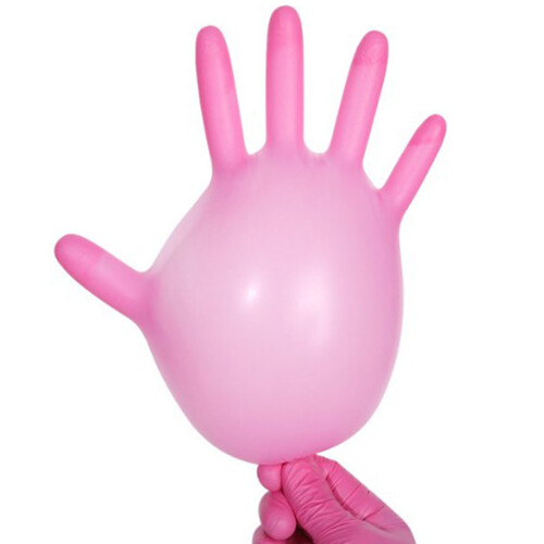 100 Stück Nitrilhandschuhe Größe M pink 9  24 cm puderfrei 2