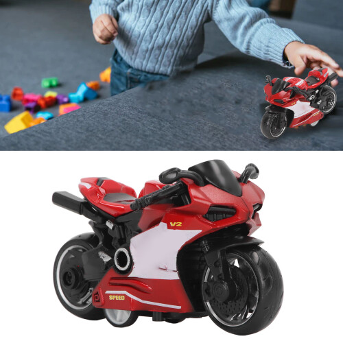 Pull Back Alloy Motorcycle Toy - Red, 9cm Kids Gift Collection