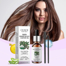 Black Castor Oil Organic Cold Pressed, 60ml Pure Natural Castor Oil for Hair Growth, Eyebrows Facial Skin Care Cuticle Nourishing Care Tool
