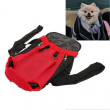 (red) Front Dog Backpack Soft Breathable Portable Legs Out Puppy Carrier Bag for Travel Walking