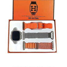 (orange color) S9 Ultra Smart Watch for Men Women Pedometer Heart Rate Smartwatch Bluetooth