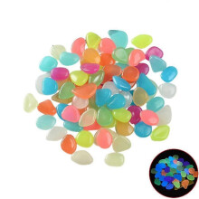 (mixed color) 100pcs Glowing Stones Luminous Cobblestone Decor For Aquarium Fish Tank Garden Yard