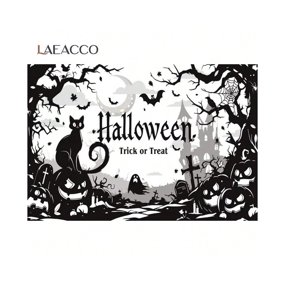 (Thin Cloth 220x150cm, NWH30817) Happy Halloween Backdrop Cartoon Spooky Ghost Kids Birthday Party Banner Trick or Treat Pumpkin Bat Witch Photography-image-OPC-PJJ5DWR-NEW