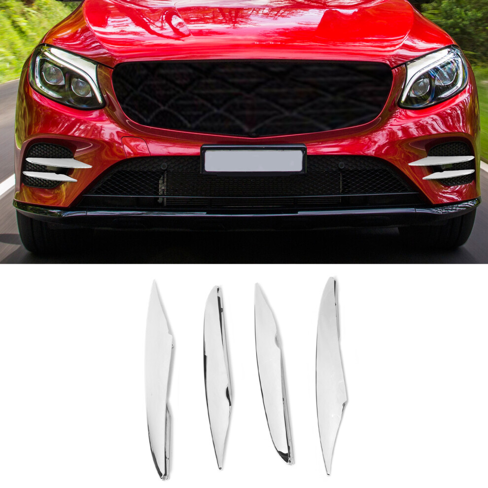 4Pcs Front Bumper Fog Trim Abs For Glc X253 Amg 2016-2019 Electrosilver Light 8321339343401