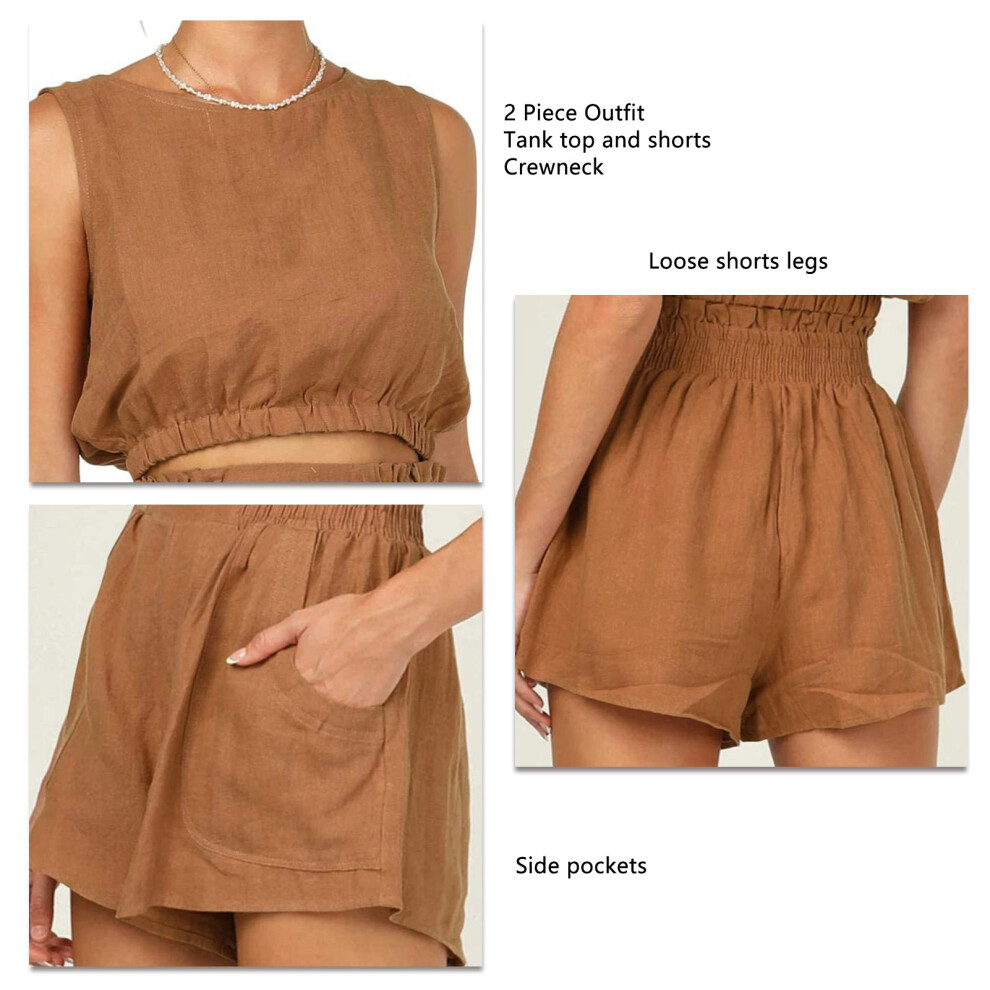 Women 2-Piece Casual Outfit with High Waist Shorts, XXL-image-OPC-PJJ5G8N-NEW