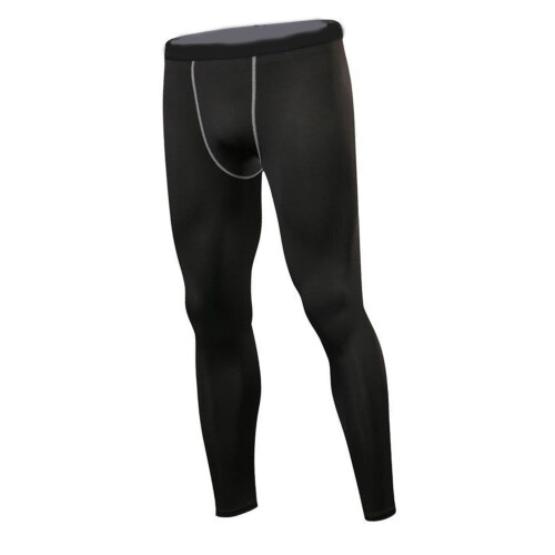 Men's Compression Pants Workout Leggings Grey Line L Fast Drying Athletic Tights