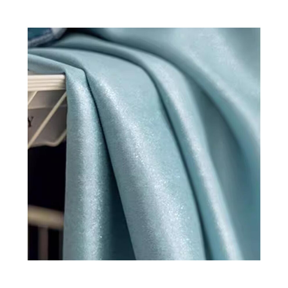 (Turquoise Blue, 59"W x 98"Lï¼150 x 250cmï¼) Blackout Curtains Easy Install Cream Style Bedroom High-End Full Blackout Milk Tea Color Chenille Curta-image-OPC-PJJ5K5W-NEW