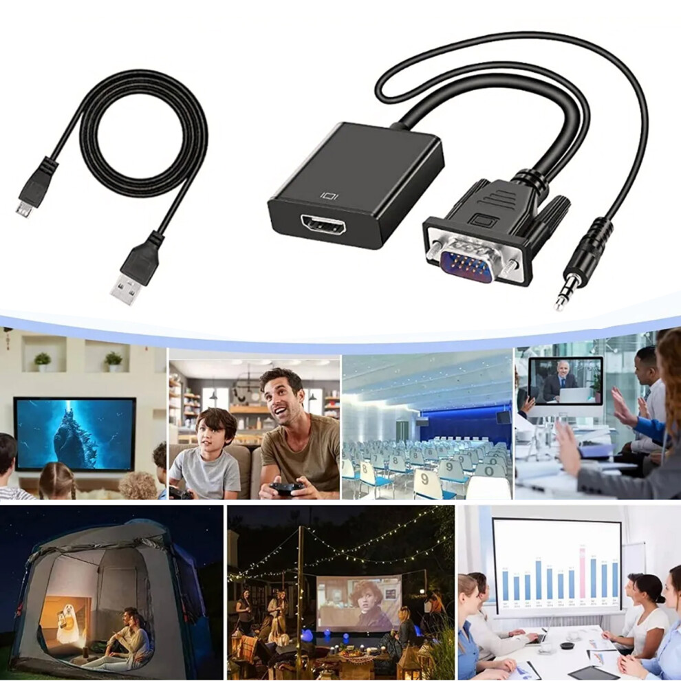 Vga To Hdmi Converter Cable 1080P Hd Adapter For Pc Laptop Tv 9301339357492