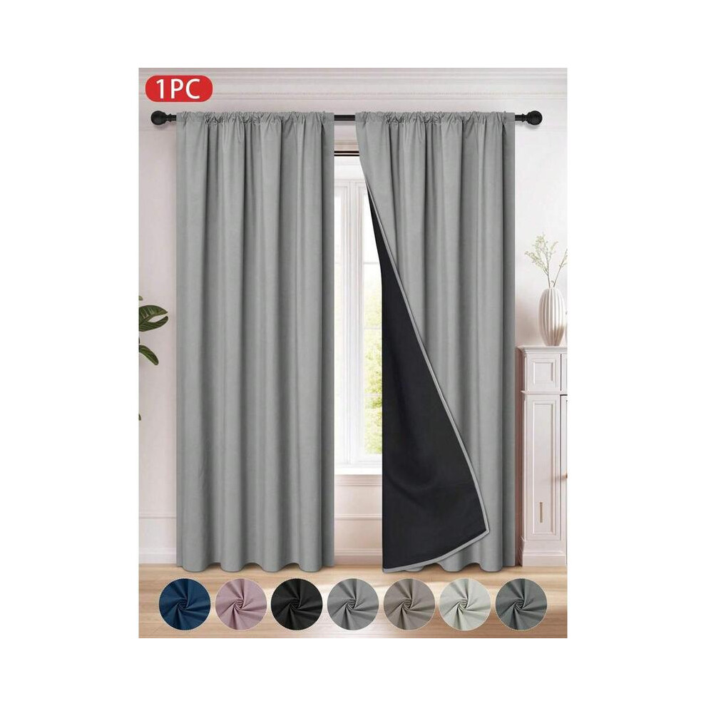 (Multicolor, 1PC-black) 1pc Room-Darkening Curtains With Thermal Insulated Lining Suitable For Living Room, Bedroom, Kitchen, Bathroom, Home Decor-image-OPC-PJJ5KB8-NEW