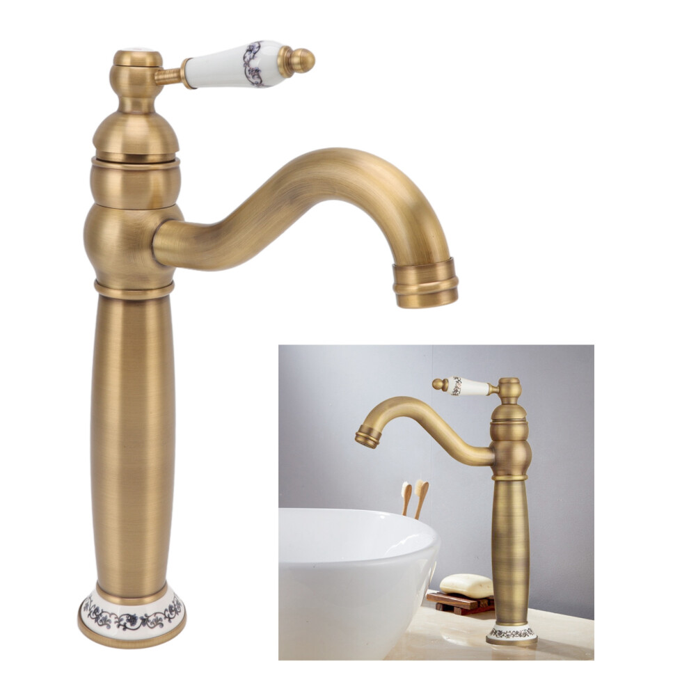 European Style Brass Bathroom Faucet Antique Basin Mixer Hot Cold 9361339366931