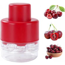 Dénoyauteur de cerises et d'olives, amovible, pour cerises, olives, prunes, petites pommes, petites poires et abricots (rouge)