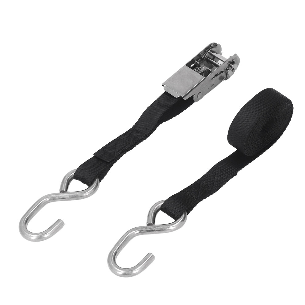 9.8Ft Black Ratchet Strap 25Mm Wide 800Kg Strength For Secure Hauling 7891339371397