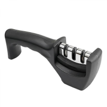 3-fase slijper - voor keukenmessen - professioneel resultaat/ergonomisch design - keramische steen/wolfraamcarbide/diamant - zwart/chroom afwerking