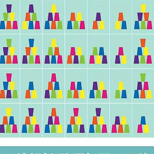 Stacking Cups Game with 50 Challenges Card, 6 Stacking Cups, Sturdy Plastic, Classic Family Game 1