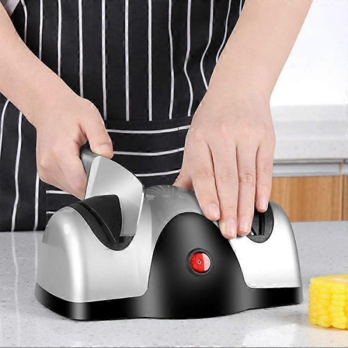 Electric Knife Sharpener, Two Level Sharpener, Black/silver, Material: Abs Plastic 2