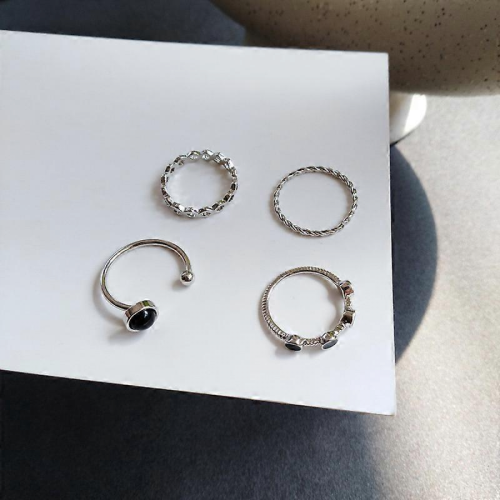 Cold style four-piece set open ring combination simple girls ring,1set 2