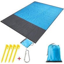 Tapis de plage imperméable anti-sable 210 x 200 cm Bleu Synthétique