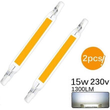 Lot de 2 ampoules LED R7S 15 W 118 mm COB 110 V 230 V, remplacent les ampoules halogènes - Blanc froid