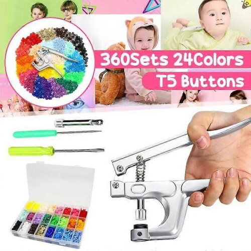 TEMPSA 360PCS 24 Couleurs Boutons Pression T5 12MM Avec Pince