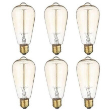 Ampoule Edison x6 - TEMPSA ST64 Vintage - 150 Lm - E27 - AC220V - 40W - Blanc chaud