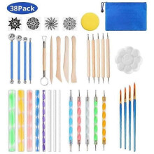 Kit di 38 strumenti per pittura mandala fai da te, strumenti per nail art, manicure, argilla, ceramica,